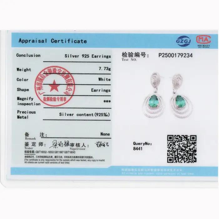 Boucles d'oreilles longues de luxe en argent S925