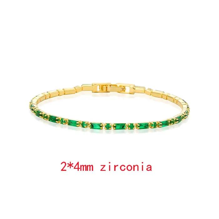 Bracelets de Tennis de luxe en zircone cubique émeraude pour femmes