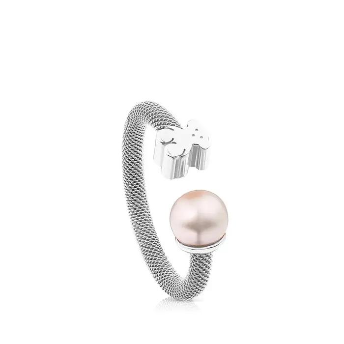 Bague ouverte en argent sterling S925 en forme d'ours pour femme