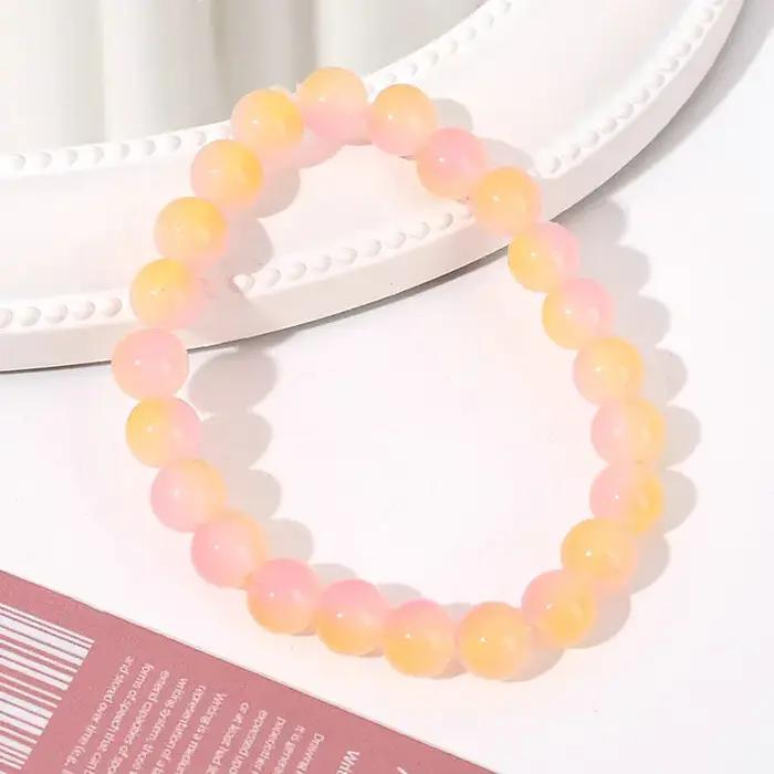 Bracelet élastique en pierre naturelle pour femme, cristal rose, quartz, énergie de guérison Reiki,