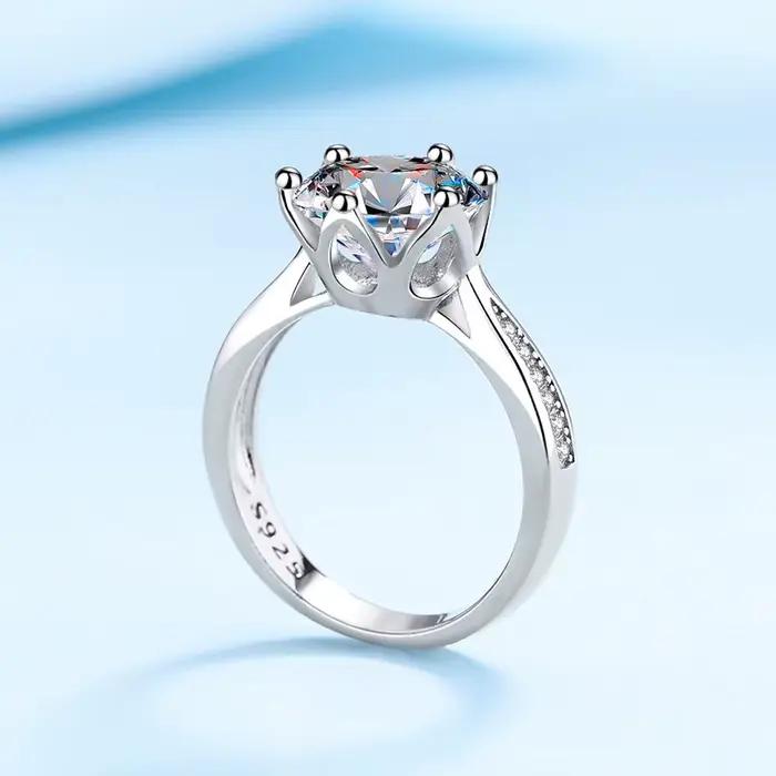 JoyceJelly – bague de luxe en argent Sterling S925, anneau en Moissanite de couleur D 3ct, Design classique à Six griffes, bijoux fins de mariage pour femmes