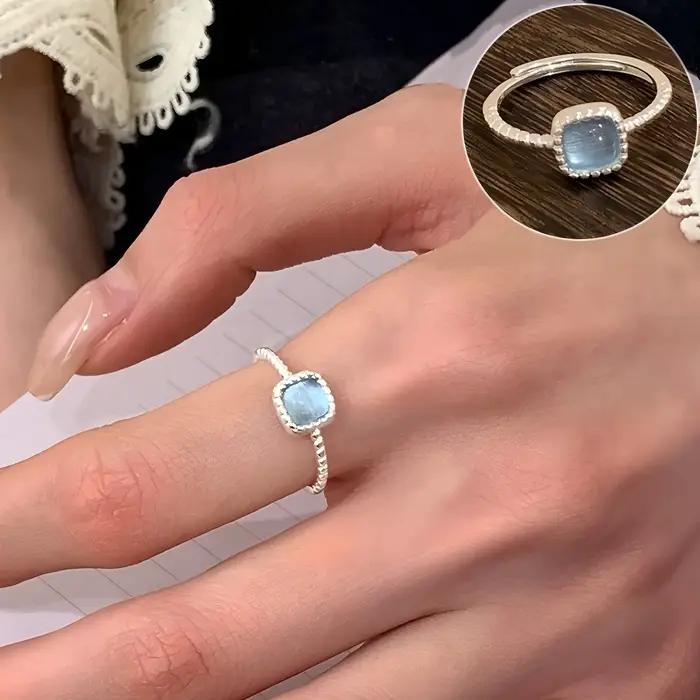 Sam Panda – bague en argent Sterling 925 avec Zircon bleu pour femmes