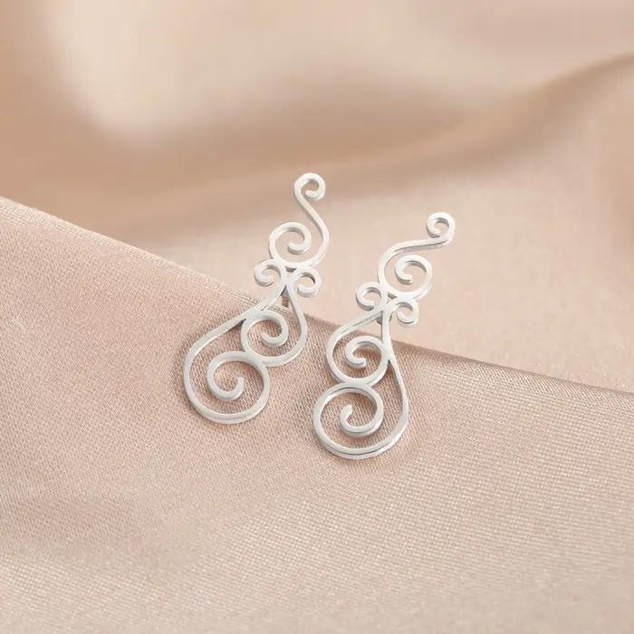 Boucles d'oreilles spirales florales en filigrane acier inoxydable pour femmes occasions spéciales cadeau anniversaire engagement fête