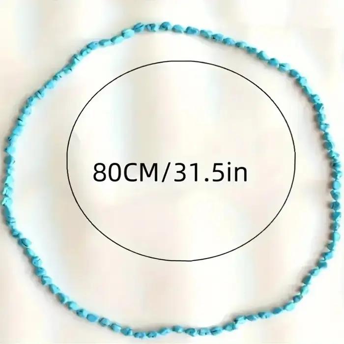 Collier sans fin de perles turquoise pour femmes et adolescentes
