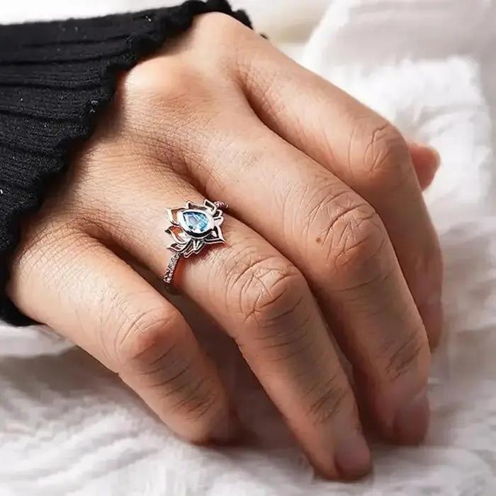 YILUOCD 925 Thai argent anneaux réglables pour les femmes fleur de Lotus coloré Zircon anneau Boho femme bijoux fins cadeau