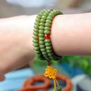 Bracelets de prière Buddist Bodhi avec perles vertes soignées, perles de palmier urgent, 8mm, 9mm, BRO685, 108