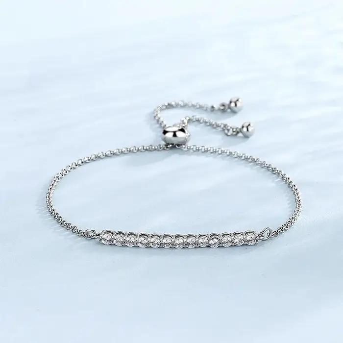 Bracelet tennis en argent sterling 925 avec cristaux de zircon
