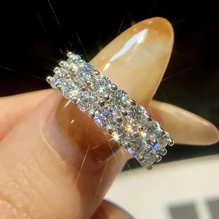 GRA – bague d'éternité en diamant Moissanite véritable pour femmes