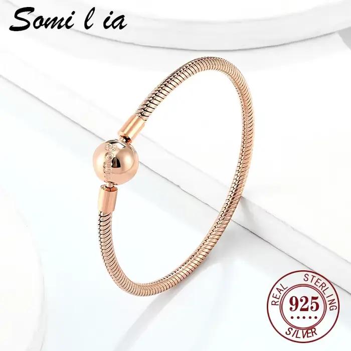 Bracelet en argent sterling 925 avec perles rondes serpent design pour femmes cadeau occasion spéciale bijou élégant