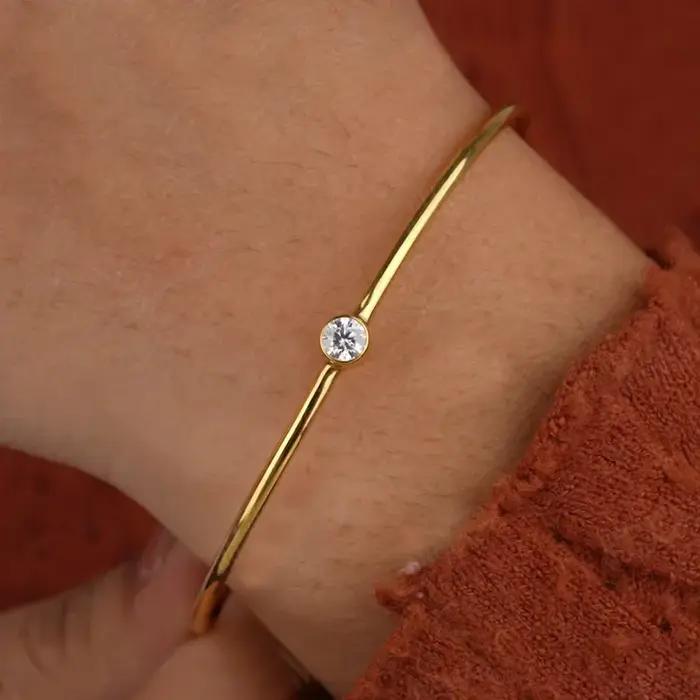 RAPRGOLD – Bracelet rond réglable en Moissanite pour femmes
