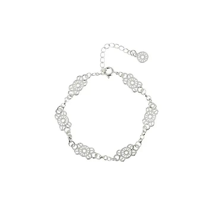 Bracelet en argent sterling 925 dentelle élégant pour femmes motifs géométriques fine bijou occasions spéciales