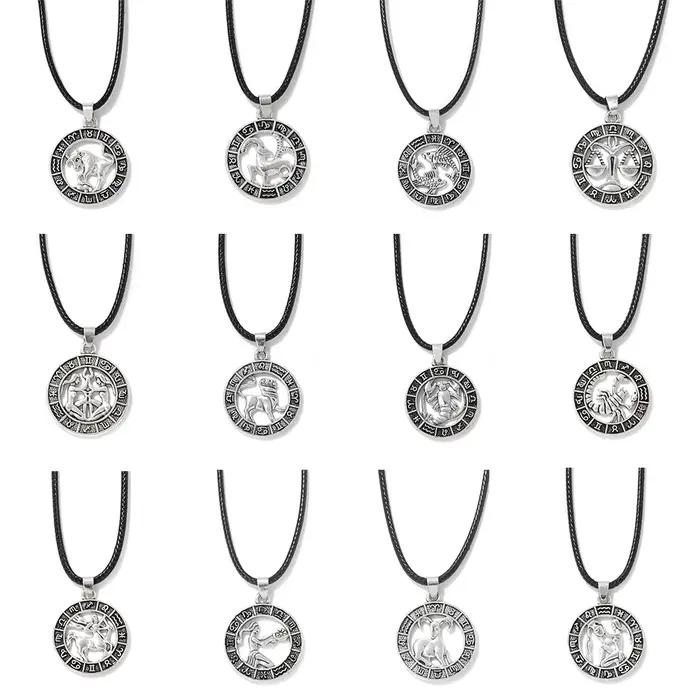 Collier pendentif signe du zodiaque pour hommes et femmes