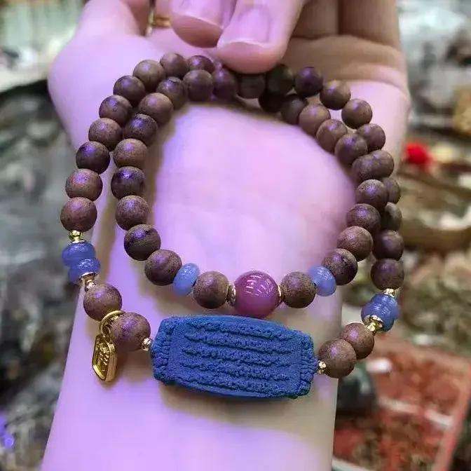 Bracelet en bois d'agar double boucle