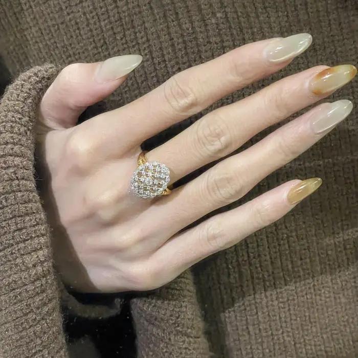 Bagues ovales en dentelle de style cour rétro pour femmes