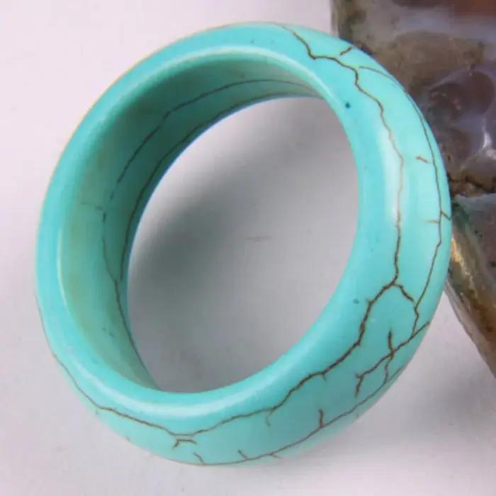Bague en pierre turquoise bleue, taille 5,7, bijoux à la mode
