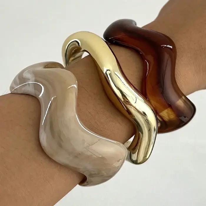 Ensemble de 3 bracelets irréguliers ondulés pour femmes