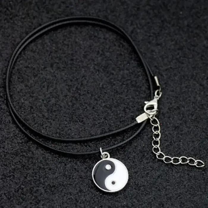 Collier Yin Yang Bagua en alliage avec design en forme de goutte et chaîne