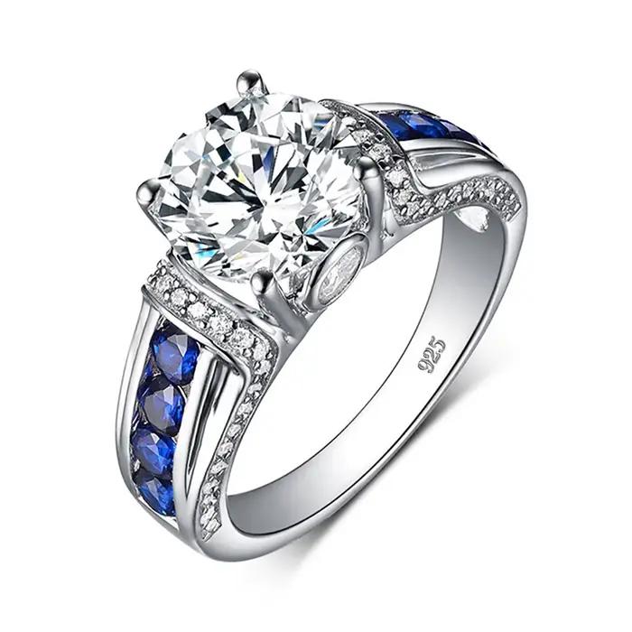 RedWood-Bague Moissanite en Argent Sterling 925 Plaqué Or Blanc 14K pour Femme