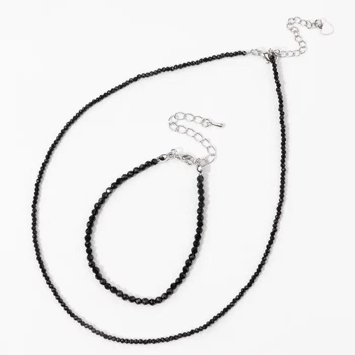 Ensemble collier et bracelet de pierres précieuses pour femmes et filles