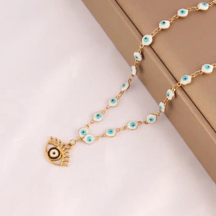 Collier à breloques mauvais œil de couleur bleue pour femmes et hommes