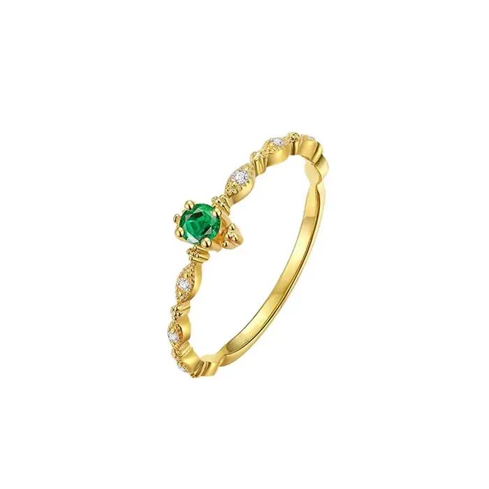 Bague brillante en forme de cœur vert et rouge pour femme