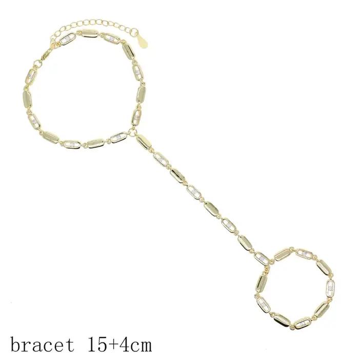 Ensemble de bijoux pour femme couleur or, comprenant un bracelet à maillons avec breloques rectangul