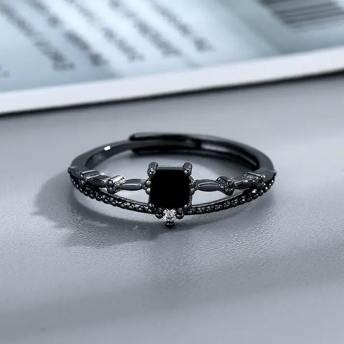 Bague de mariage en Zircon noir incrusté, amour et espace profond, Sylus, même Style, couleur argent, tendance, pour femmes et hommes, élégante, coupe princesse