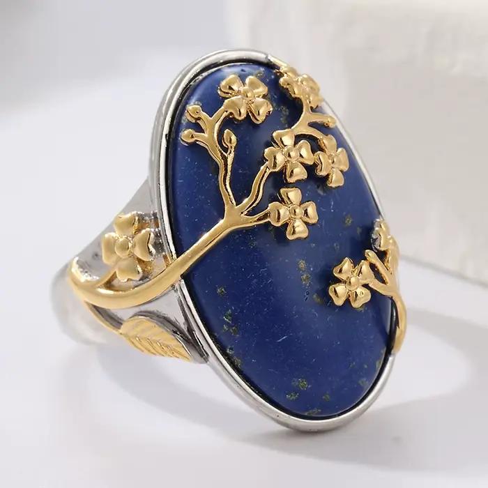Bague Turquoise synthétique ovale rétro Unique