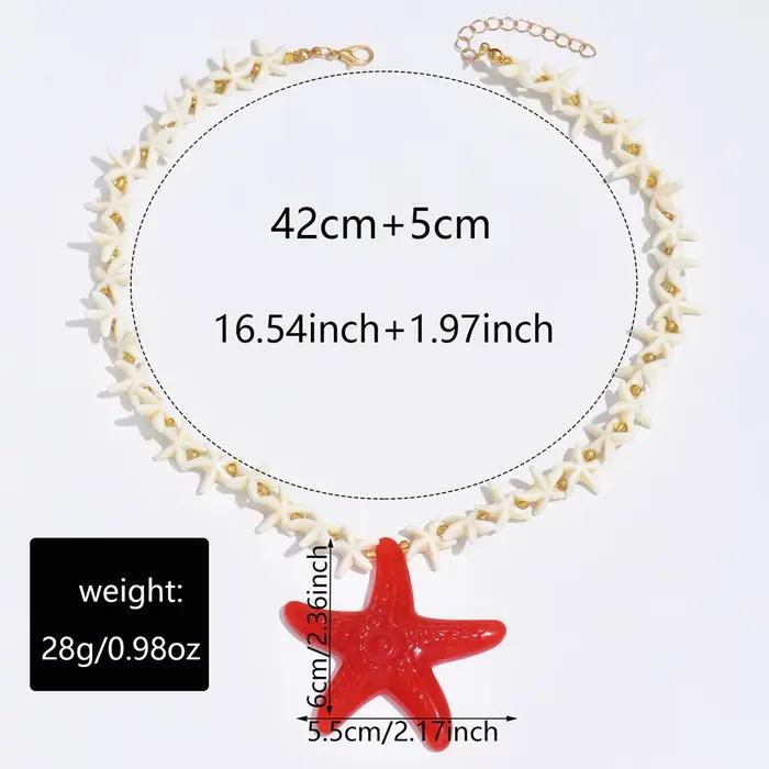 Collier de perles bohème, pendentif en coquillage d'étoile de mer, bijoux épais pour femmes, cadeau de vacances à la plage, Festival d'été