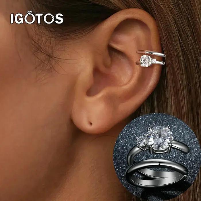 Boucles d'oreilles à Clip en Moissanite U scintillantes pour femmes en argent Sterling 925 bijoux de fête occasions spéciales partys anniversaires mariage cadeaux pour femmes