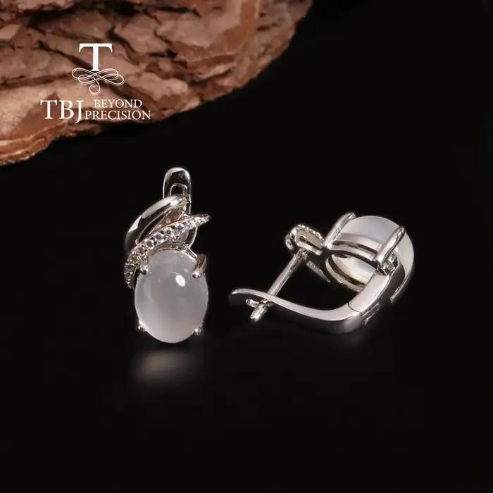 Boucles d'oreilles en pierre de lune blanche naturelle en argent 925 pour femmes et filles occasions spéciales elegance subtile