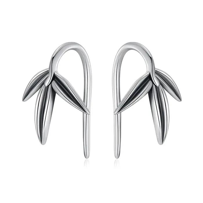 Boucles d'oreilles à tige en bambou brillant pour femme