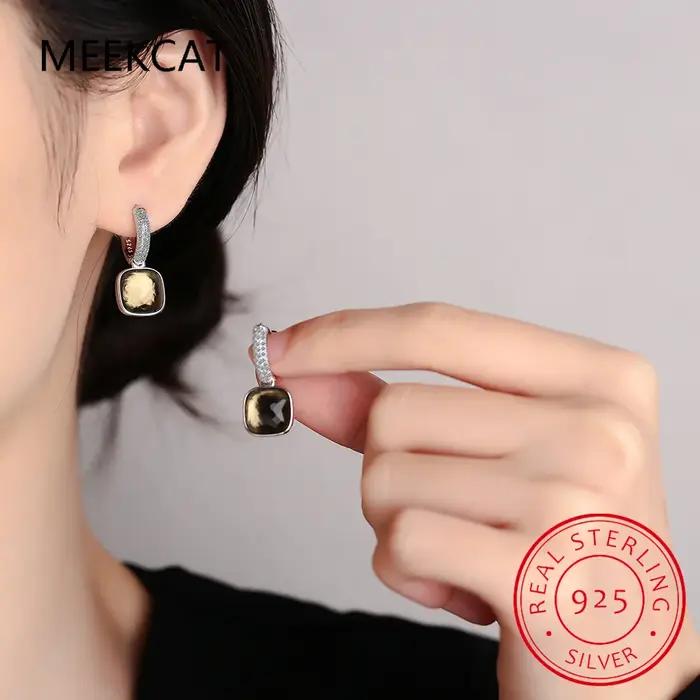 Boucles d'oreilles en argent regardé 925 avec cristal occidental