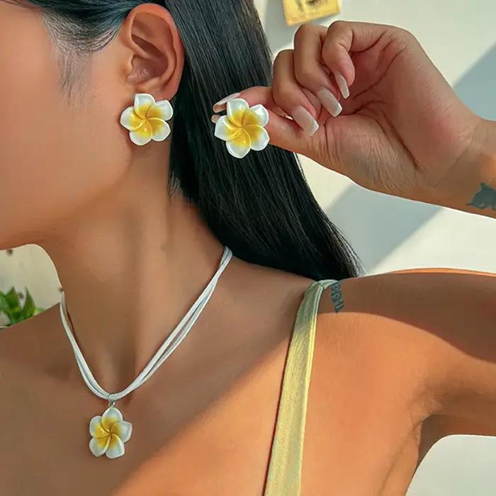Boucles d'oreilles tressées à fleurs de Style bohémien