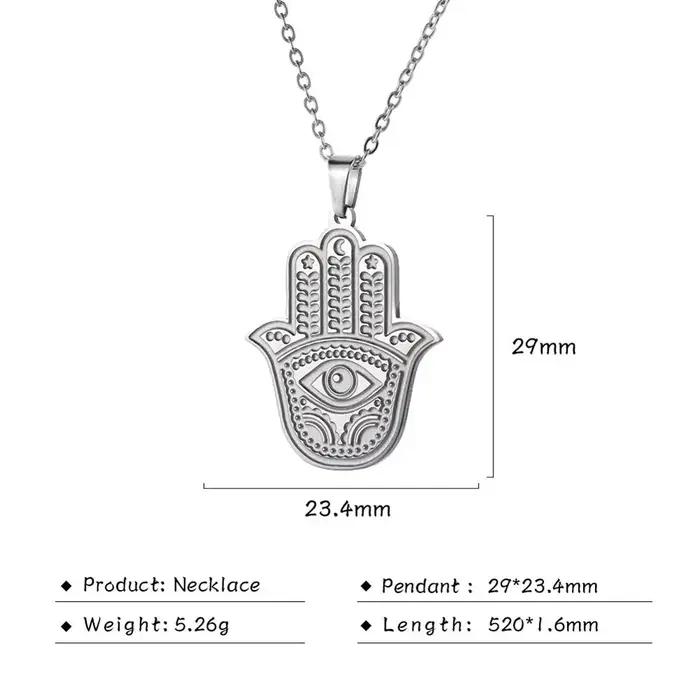 Collier Hamsa en acier inoxydable pour femmes protection chance abondance occasion spéciale anniversaire mariage