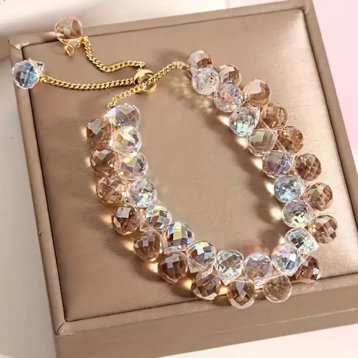 Bracelet en cristal brillant unisexe classique avec motifs ronds pour femmes et hommes, parfait pour les rendez-vous et les cadeaux d'amitié