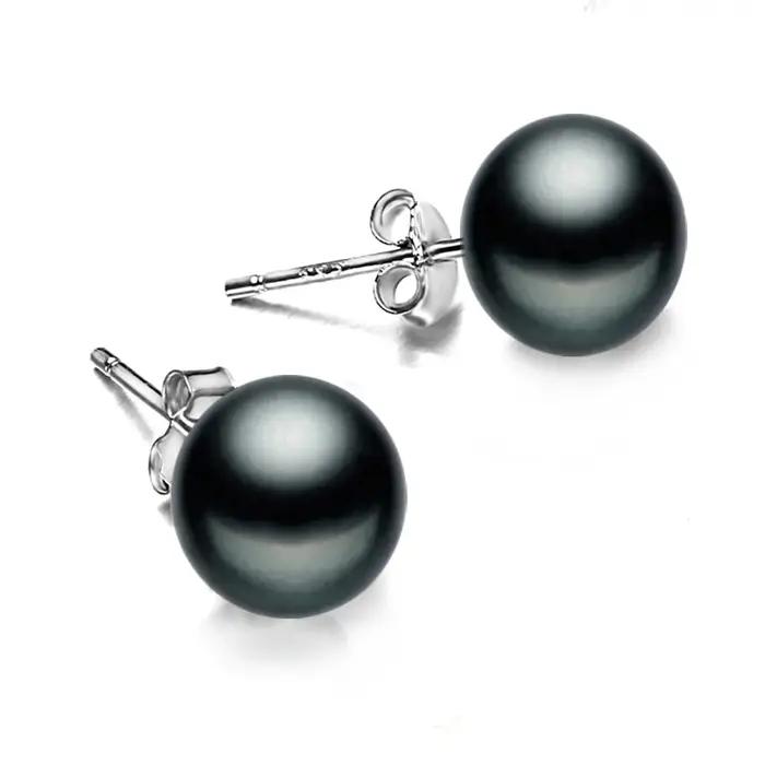 Boucles d'oreilles en perles d'eau douce naturelles blanches véritables pour femme