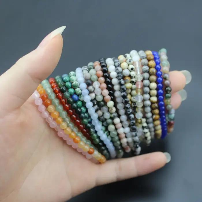 Bracelet de perles en pierre naturelle d'agate de Quartz de 4mm