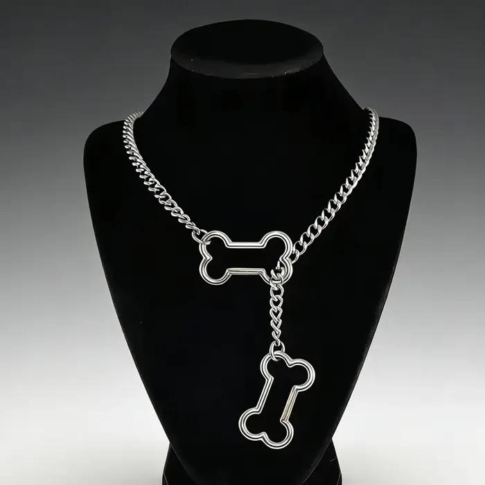 Punk breloques chaîne os pendentif collier pour femmes mode coréenne Goth géométrique