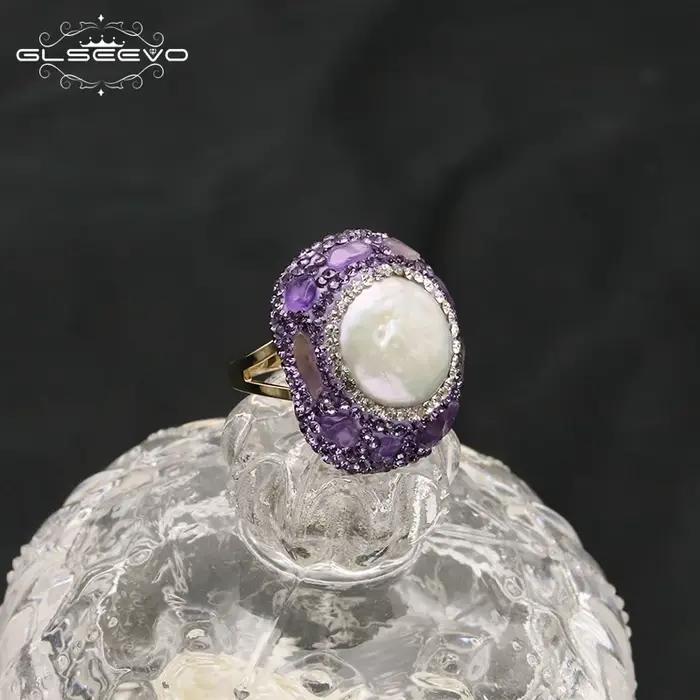 Bague Vintage en Perles d'Eau Douce Baroques Naturelles pour Femme