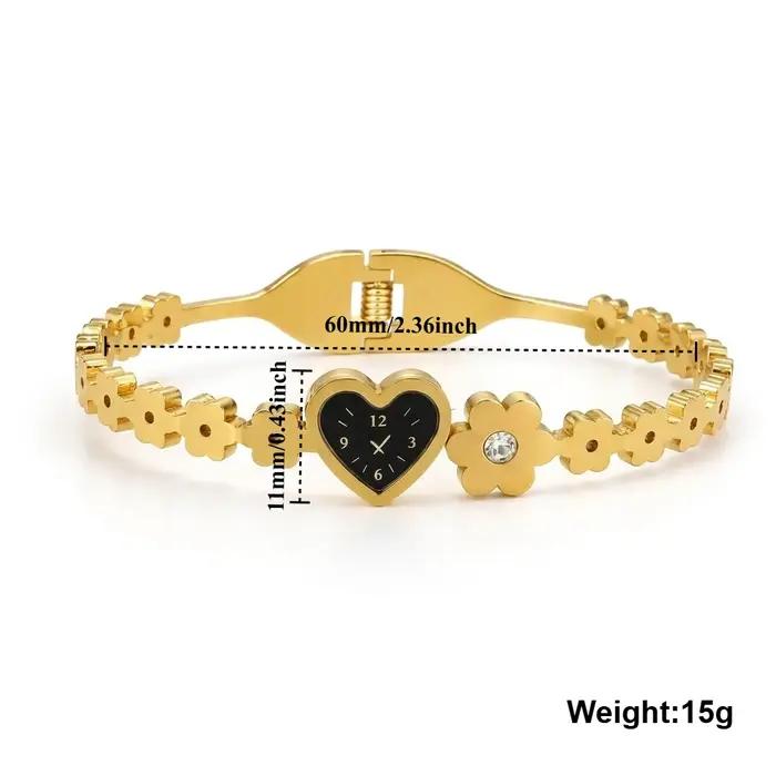 Nouveau bracelet mignon en forme de cœur avec cadran d'horloge