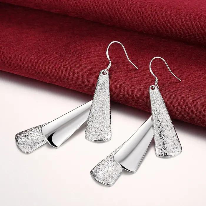 Boucles d'oreilles longues en argent Sterling 925 pour femmes, bijoux fins géométriques à la mode, c