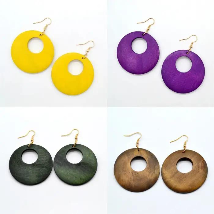 Boucles d'oreilles Vintage en bois pour femmes
