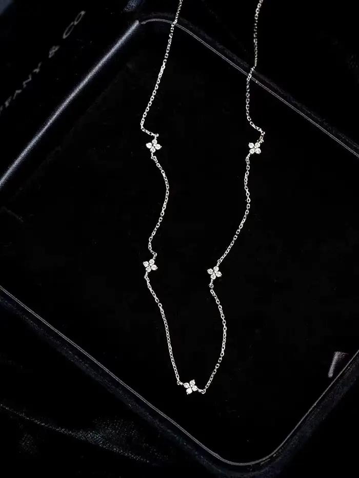Jkeli – colliers français en argent Sterling 925 avec pendentif fleur à quatre feuilles pour femmes,