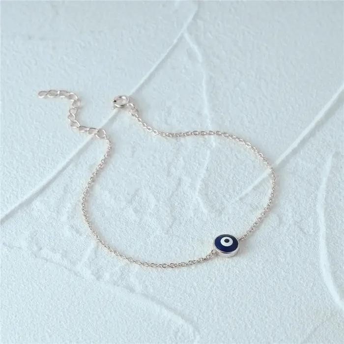 Aide-Bracelet à breloques mauvais œil en émail pour femme