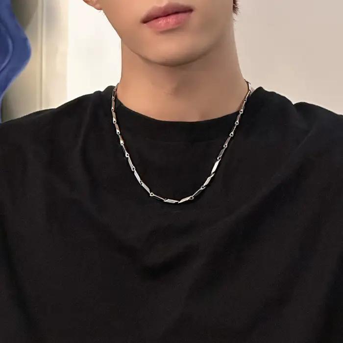 Collier losange en acier titane pour hommes et femmes, accessoires de bijoux de Style Punk Hip-hop Kpop