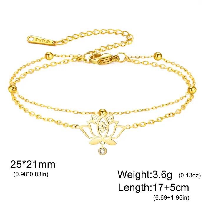 Bracelet porte-bonheur Lucktune Lotus OM en acier inoxydable pour femme