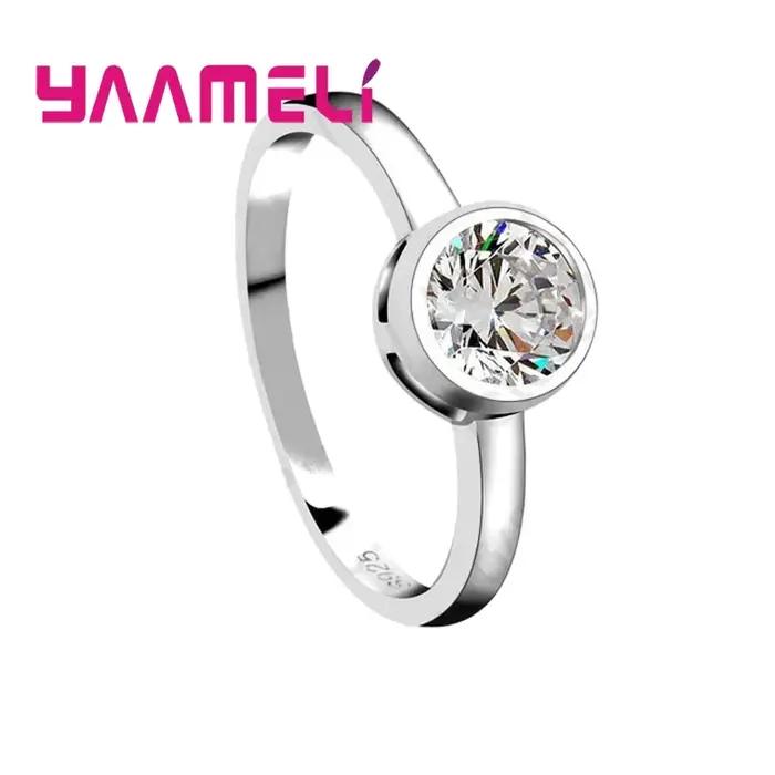 Bagues rondes en cristal en argent Sterling 925