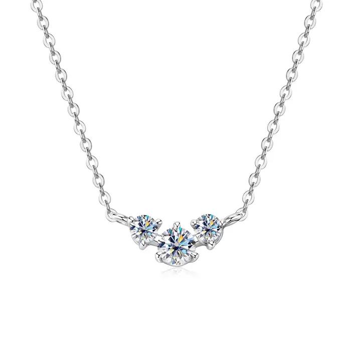 IOGOU-Collier pendentif en argent véritable 925 pour femme, collier Moissanite complet, bijoux tour de cou, 3 charbons, document D, VVl's