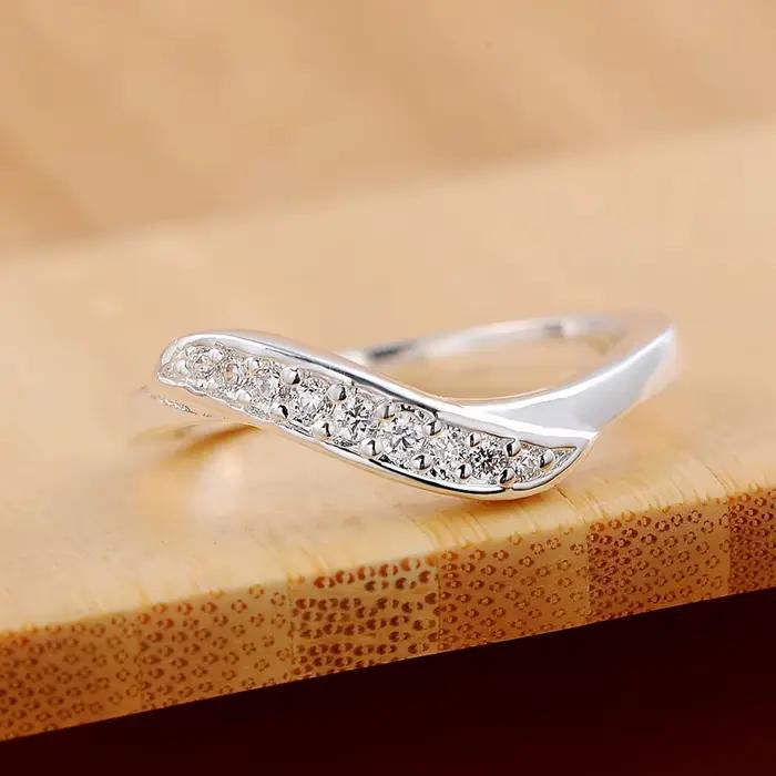 Belle bague en argent Sterling 925 avec cristal